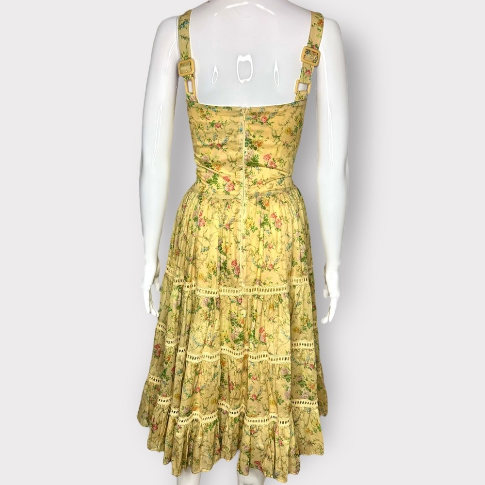 Kitten D’Amour Cottage Core, Fairy, Yellow Floral, Pink Lace Bow Dress - Picture 8 of 10
